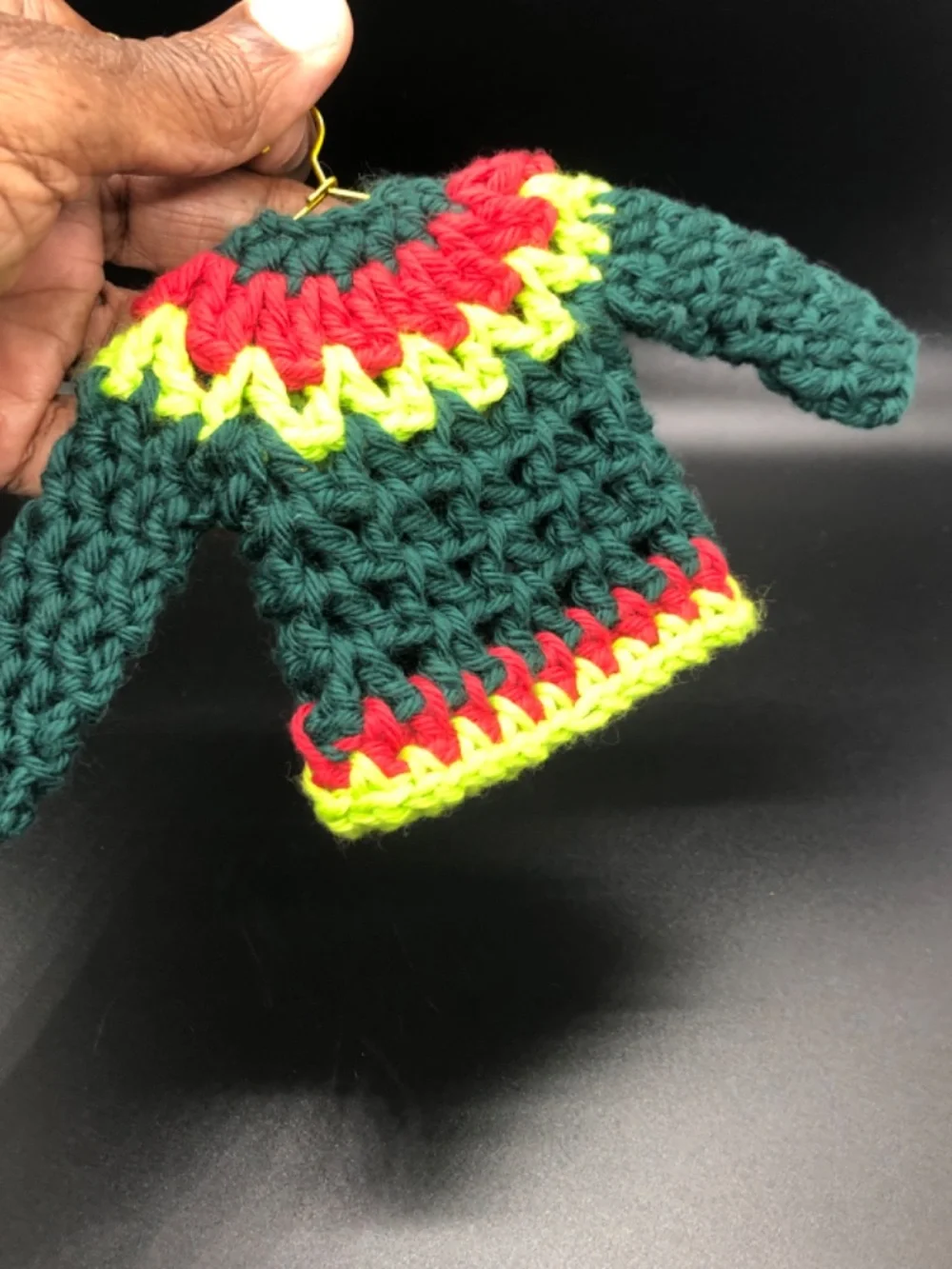 Mini Crochet Sweater Ornament, Gift Tag, Bag Accessory